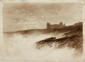 Dunstanburgh Castle (bläck på papper på kort)