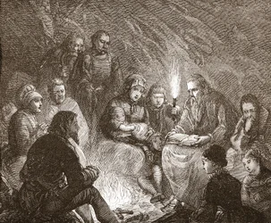 Holländska protestanter i gömmer sig, illustration från The History of Protestantism av James Aitken Wylie (1808-1890), pub. 1878