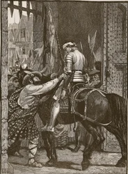 Edinburgh efter Flodden, illustration från Cassells Illustrated History of England (sepiafoto)