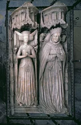 Bildningar av Thomas Fitzalan, 5:e earlen av Arundel och hans fru Beatrice, i Fitzalans kapell (alabaster)