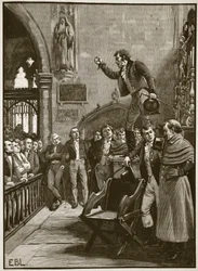 Valmöte i Irland, 1825, illustration från Cassells Illustrated History of England (sepiafoto)