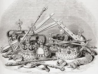 Engelska regalier, från Old England: A Pictorial Museum, pub. 1847