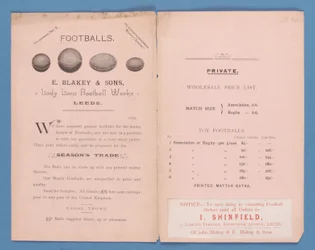 Utrustningskatalog producerad av E. Blakey & Sons, 1895