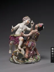 Europa och Amerika, tillverkad av Chelsea Porcelain Factory, c.1760