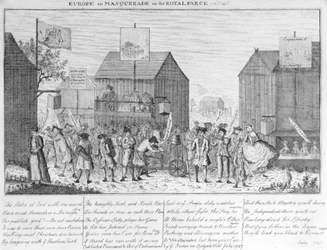 Europe in Masquerade, eller den kungliga farsen, av G. Foster, 1747