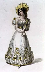 Aftonklänning, modeplatta från Ackermann