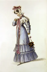 Aftonklänning, modeplatta från Ackermann