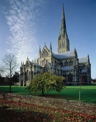 Exteriörvy av Salisbury Cathedral, 1220-58