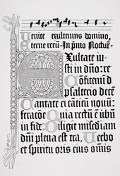 Faksimil av en sida från en psalter, tryckt av Johann Fust och Petrus Schoiffer, Mainz, 1459