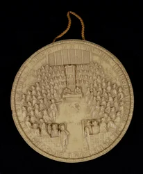Faksimil av Great Seal of England från 1651, framsida som visar underhuset i session (se 105042 för baksidan)