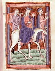 Flyg till Egypten Sidan hämtad från ett engelskt manuskript från 1200-talets Venedig, Biblioteca Marciana