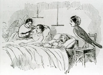 Florence Nightingale och en av hennes tjänande änglar på Krim