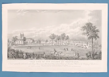 Fotbollsmatch på Village Green i Wrenbury, England