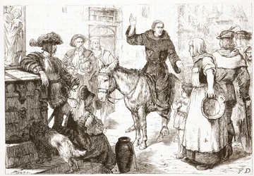 Francis Lambert Preaching, illustration från The History of Protestantism av James Aitken Wylie (1808-1890), pub. 1878