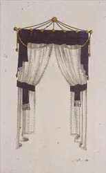 Fransk fönstergardin, skylt 30 från Ackermanns Repository of Arts, publicerad 1811 (färg litho)