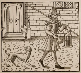 Frontispice från The Bellman of London, av Thomas Dekker (1572-1632), 1616 (sepiafoto)
