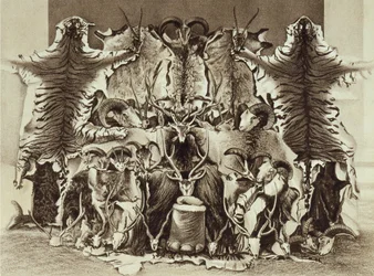 Frontispice av storviltsskytte i Tibet, Himalaya och norra Indien av överste Alexander Kinloch, publicerad 1885