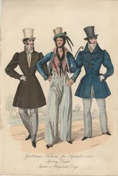 Gentlemans mode för september 1828, 1828