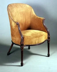 George III bergare stol, slutet av 1700-talet (mahogny och klädsel)