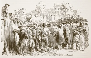 George Whitefield Preaching, illustration från Cassells Illustrated History of England (sepiafoto)