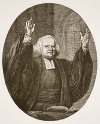 George Whitefield, illustration från The Church of England: A History for the People av H.D.M. Spence-Jones, pub. ca 1910 (sepiafoto)