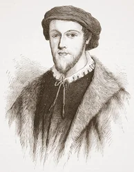 George Wishart, från ett tryck i David Laings ägo, illustration från The History of Protestantism av James Aitken Wylie (1808-1890), pub. 1878