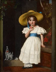 Flicka i en stråhatt, ca 1840