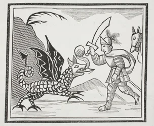Guy and the Northumbrian Dragon, illustration från Chap-books of the artonde århundradet av John Ashton, pub. 1882