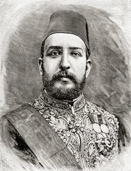 HH Muhammad Tewfik Pasha, Tawfik av Egypten, 1890 (trästick)
