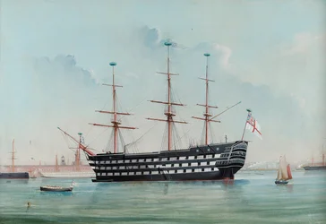 HMS Victory i Portsmouth Harbour, ca 1860