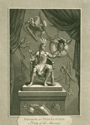 Haloch, eller Tescalipuca, en mexikanernas gudom, illustration från The World: eller universums nuvarande tillstånd, som är en allmän och komplett samling av moderna resor och resor, av Cavendish