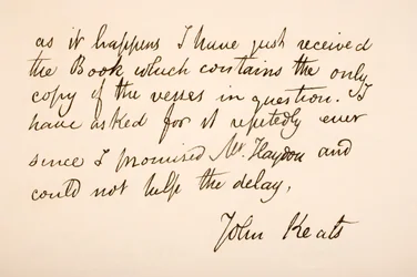 Handstil och signatur av John Keats