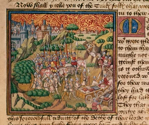 Harley 326 fol.90 The Defeat of the Turks, från 