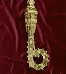 Huvud och skurk på crozier av William of Wykeham (ca 1320-1404): Paul sida (förgylld silver) (detalj) (se 205100-32)