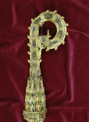 Huvud och skurk av crozier av William of Wykeham (ca 1320-1404): Peter sida (förgylld silver) (detalj) (se 205100-32)