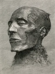 Huvud av mumien efter Menmaatre Seti I, även känd som Sethos I, farao i det forntida Egypten, ur Världens invånare av G. T. Bettany, utgiven 1888