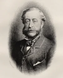 Henry Howard Molyneux Herbert, 4th Earl of Carnarvon, graverad av C. Laurie, från "The History of Freemasonry, volume I", utgiven av Thomas C. Jack, London, 1883.