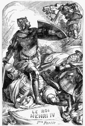 Henry IV (Henry IV) - Illustration i "" verk komplett av William Shakespeare"" 1866 - Illustrationerna och den allmänna formen för denna utgåva är lånade från Cassells illustrerade Shakespeare, publicerad i London
