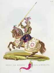 Henrik VIII, kung av England (1491-1547) 1525, från "Ancient Armour" av Samuel Rush Meyrick, 1824
