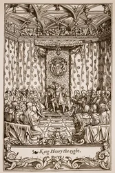 Henrik VIII i parlamentet (sepiafoto)