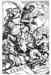 Henry V - (The Chronicle History of Henry the Fifth) - Illustration i "" Completes de William Shakespeare"" 1866 - Illustrationerna och den allmänna formen för denna utgåva är lånade från Cassells illustrerade Shakespeare, publicerad i London