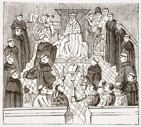 Henry V och hans parlament (från Harleian MMS på British Museum), illustration från The History of Protestantism av James Aitken Wylie (1808-1890), pub. 1878