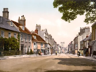 High Street, Dorchester (handfärgat foto)