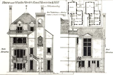 House and Studio, Steeles Road, Haverstock Hill, från The Building News, 9 februari 1877