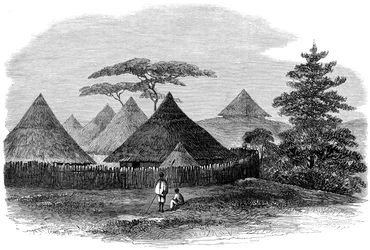 Hus i Magdala, från den brittiska expeditionen till Abessinien, 1868