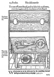 Hur man skär av sitt huvud och lägger det på ett fat, 1584 (träsnitt)