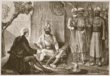 Hyder Ali och missionären, illustration från Cassells Illustrated History of India av James Grant, pub. 1879