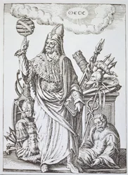 Idealfigur av Hermes Trismegistus, kopia av illustrationen från The Divination and Magical Sights av Jean-Jacques Boissard, 1605, publicerad i slutet av 1800-talet