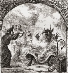 Illustration efter George Cruikshank för dikten "A Lat of St. Nicholas", från "The Ingoldsby Legends or Mirth and Marvels", av Thomas Ingoldsby, publicerad 1865