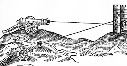 Illustration av kanoneld i The Art of Gunnery av Thomas Smith (fl.1600-27), 1628